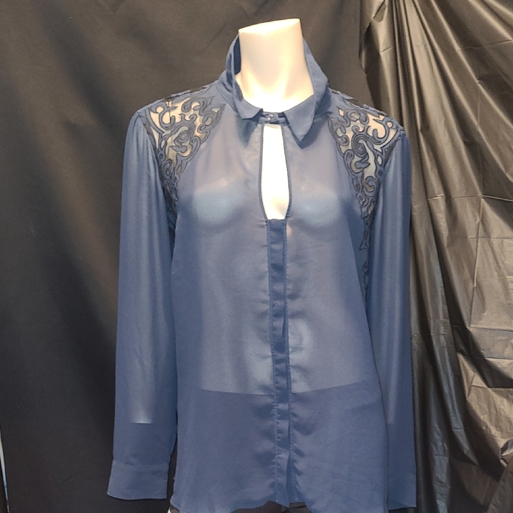 GUESS Elegant Blue Sheer Women's Top